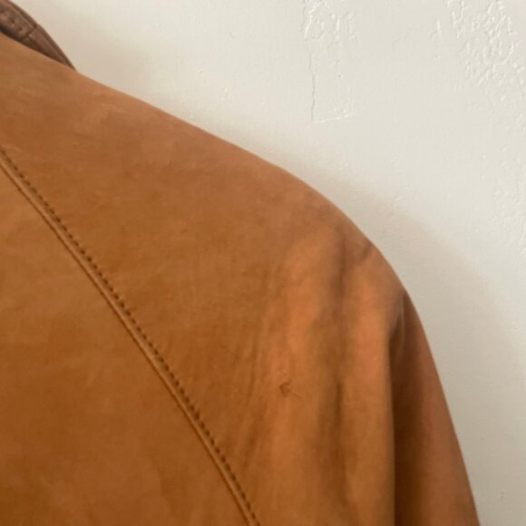 VINTAGE John Carlisle 90's 100% Genuine Leather Suede Coat Tan  | Size M - Picture 3 of 9
